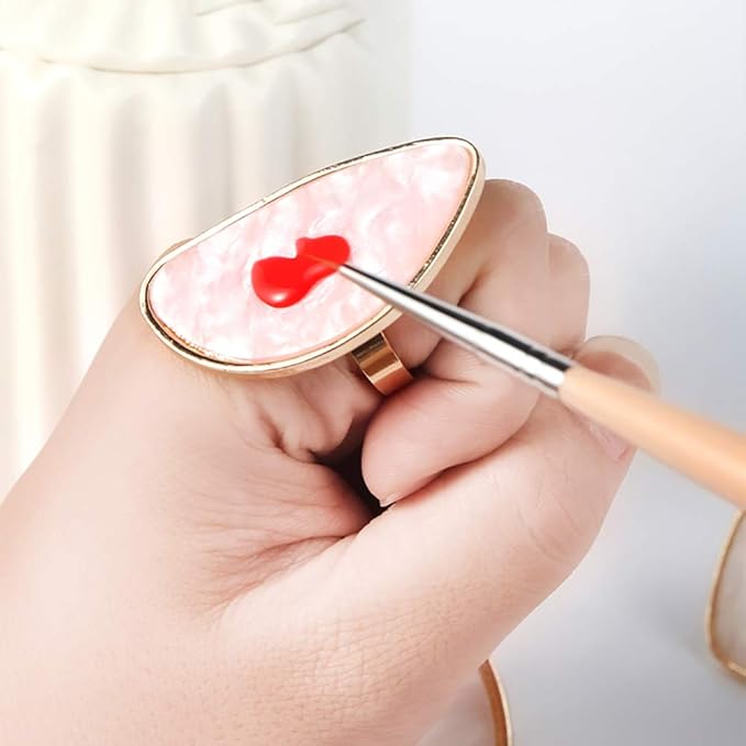 2 Pcs Resin Mixing Palette with Finger Rings Eyelash Extension Glue Rings Nail Art Equipment