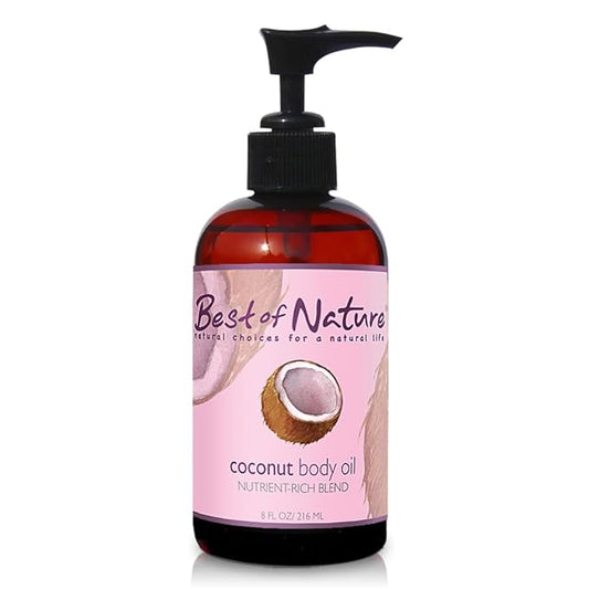 Best of Nature 100% Pure Fractionated Coconut Oil - Liquid MCT Massage & Body Oil, Unscented Moisturizer for Hair, Skin, Face, Aromatherapy Carrier for Essential Oils, 8 oz