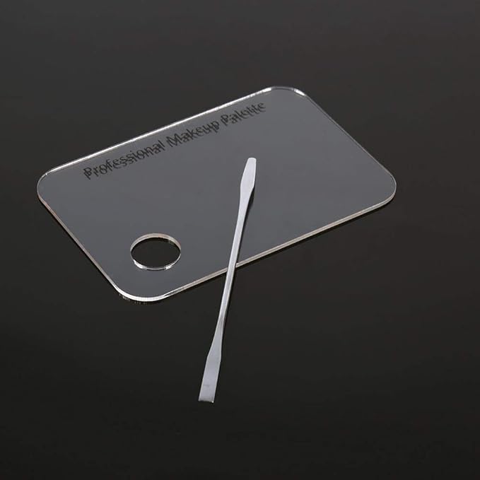 Makeup Palette with Spatula, Rotekt Clear Acrylic Makeup Nail Art Cosmetic Mixing Palette & Stainless Spatula Tool Applicators Set,Nail Holder Display Cosmetic Makeup Palette Tray Accessories