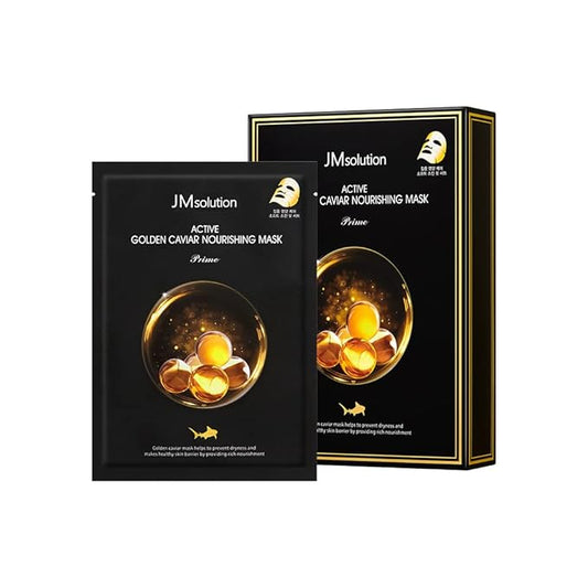 JMsolution Active Golden Caviar Nourishing Mask - Korean Skincare Facial Mask-Cavior extracted - collagen essense- 10 sheets for all skin type
