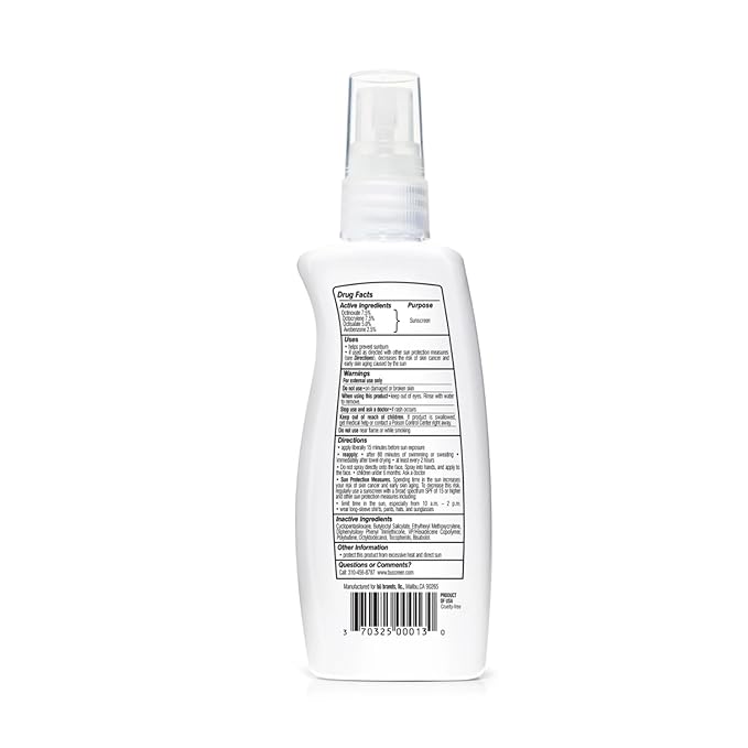 BU SPF 30 Sunscreen Spray for Face and Body, Fragrance Free, TSA Travel Size Sunscreen, Clear, Non Greasy, Water Resistant, for Sensitive Skin, 3.3 oz (3 Pack)