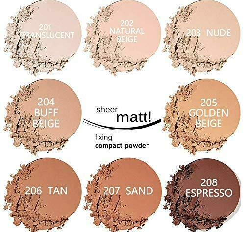 AQUAPURITY - PHOERA Sheer Matte Fixing Powder Makeup Base Fixer Setting Powder Foundation Fixing Compact Pressed Powder Long Lasting Make Up Fixer Skin Vitamin E Beauty Blender (205 Golden Beige…)