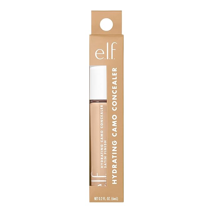 e.l.f. Hydrating Camo Concealer, Lightweight, Full Coverage, Long Lasting, Conceals, Corrects, Covers, Hydrates, Highlights, Medium Sand, Satin Finish, 25 Shades, All-Day Wear, 0.20 Fl Oz