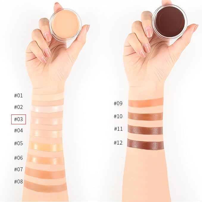 Kaely Cream Pot Concealer Full Coverage Set,Conceal Brighten Dark Circles,under Eye Brightener Color Correcting Concealer,Waterproof Foundation Palette with Brush,corrector de ojeras,Vegan Makeup,03
