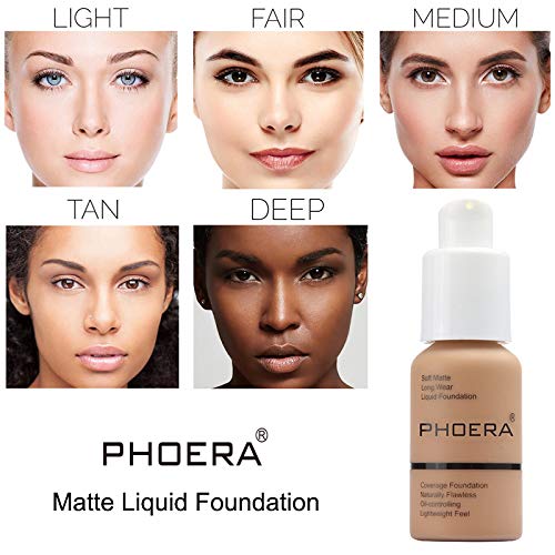 2 Pack PHOERA Foundation, Flawless Soft Matte Liquid Foundation Makeup for Women.(102# Nude)