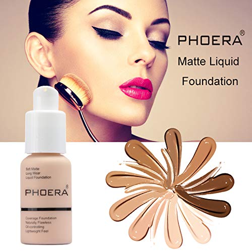 2 Pack PHOERA Foundation, Full Coverage Foundation, Flawless Soft Matte Liquid Foundation Makeup for Women.(103# Warm Peach)