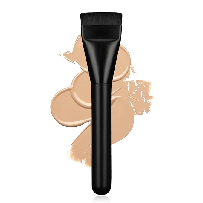 Flat Foundation Brush,Korean Makeup Brush Spatula Facial Brush for Liquid Foundation,Premium Face Makeup Brush for Blending Cream (Black)