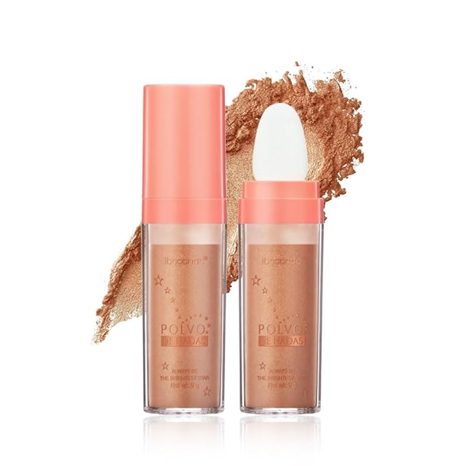 Highlight Polvo De Hadas, Fairy Highlighter Powder, Brightening Whole Body, Natural Three-Dimensional Face Contouring Clavicle Pat Powder, Highlighter Makeup (Gold)