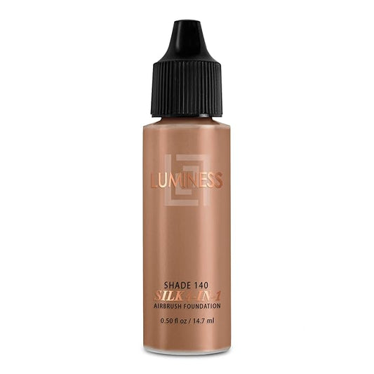 Luminess Air Silk 4-In-1 Airbrush Foundation- Foundation, Shade 140 (.5 Fl Oz) - Sheer to Medium Coverage - Anti-Aging Formula Hydrates and Moisturizes - Professional Makeup Kit for Cordless Air Brush
