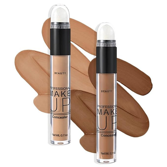 2 Pack Liquid Foundation Cream for Face Makeup,Durable Full Coverage Matte Concealer Make Up,Oil Control & Waterproof Base Primer -0.35+0.35 Fl.Oz (05+06#)