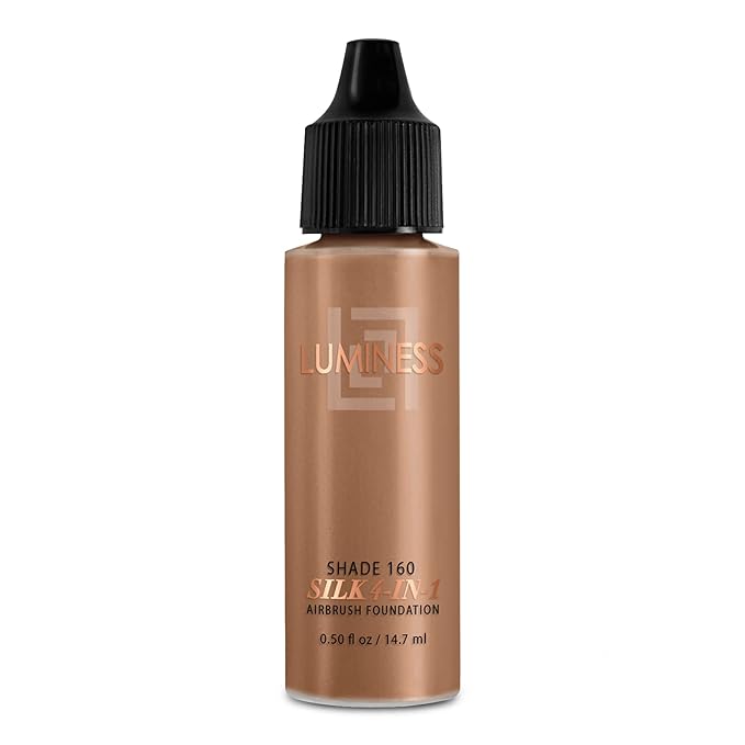 Luminess Air Silk 4-In-1 Airbrush Foundation- Foundation, Shade 160 (.5 Fl Oz) - Sheer to Medium Coverage - Anti-Aging Formula Hydrates and Moisturizes - Professional Makeup Kit for Cordless Air Brush