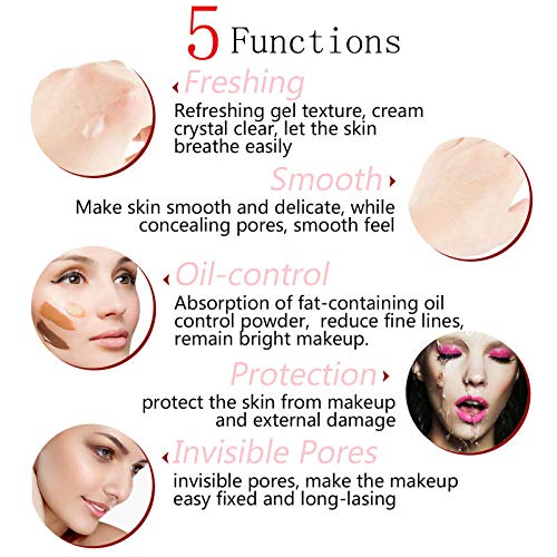 PHOERA Setting Powder and PHOERA Face Primer Makeup, Control Oil Brighten Skin Color Cover Blemish Whitening Face Setting Loose Powder（2 Pcs） (01 Translucent +makeup primer)