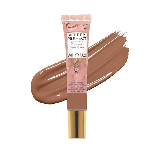 Winky Lux Peeper Perfect Under Eye Concealer, Makeup & Brightener, Full Coverage Concealer for Dark Circles, Color Corrector & Eye Primer, Collagen & Hyaluronic Acid (Deep)