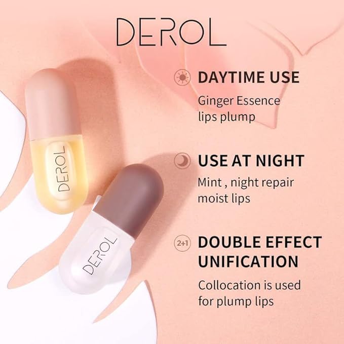 Lip Plumper Set, Natural Lip Care & Enhancer Set by Green Hills, Day & Night Serum, Softer Bigger Fuller Lips by Natural Lip Enhancer, Lip Mask, Lip Gloss, No Chapped Lips