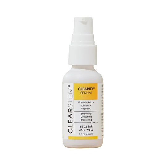 CLEARSTEM - CLEARITY The Blackhead Dissolver Mandelic Acid Serum - Vitamin C, Turmeric, Collagen Boost - All Skin Types - Facial Skin Care Products - Gluten Free, Cruelty Free - 1 fl oz / 29ml
