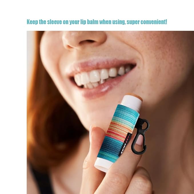 5pcs Lip Balm Holder Keychain Lipstick Sleeves Lip Gloss Holder Chapstick Elastic Sleeves for Men Women(Dot/Strip)