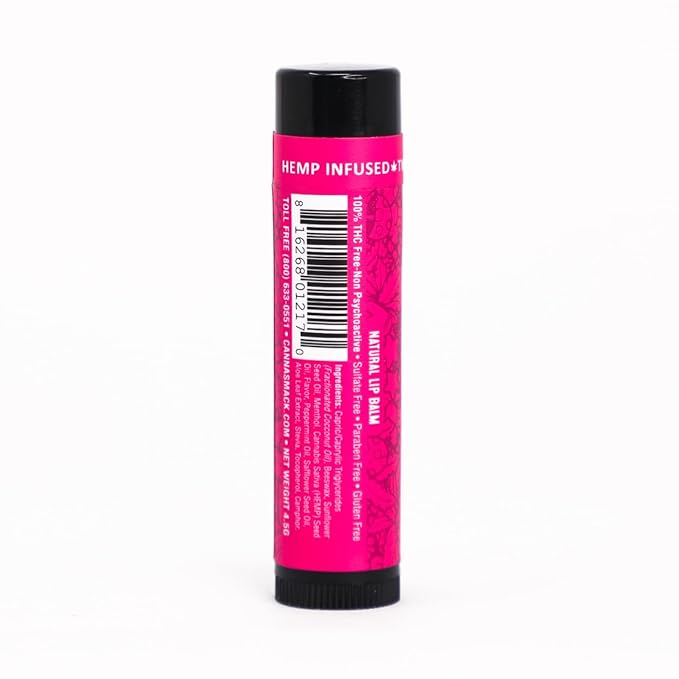 CannaSmack Natural Hemp Lip Balm - Sweet Mint Flavor - Besswax and Natural Botanical Extracs - Cooling & Moisturizing