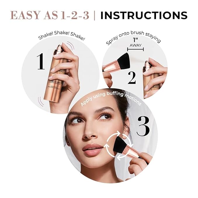 LUMINESS Silk Airbrush Spray Foundation 2-PC Kit - Foundation & Dual-Sided Angled Makeup Brush - Buildable Coverage, Anti-Aging Formula, Humidity Resistant, Hydrates & Moisturizes, Medium Warm