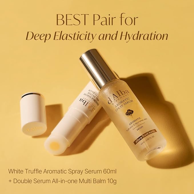 d'Alba White Truffle Vegan Holiday Gift Set, First Aromatic Spray Serum & All In One Multi Balm, Suitable for All Skin Types, Korean Skin Care