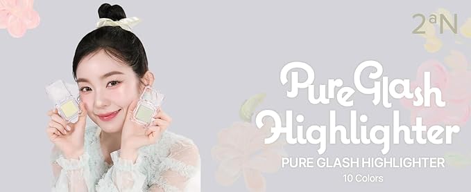 2aN Pure Glash Highlighter – Glass-Like Sheen Powder Highlighter for a Natural, Radiant Glow | Buildable, Long-Lasting, Lightweight Formula (SHELL, 0.8oz)