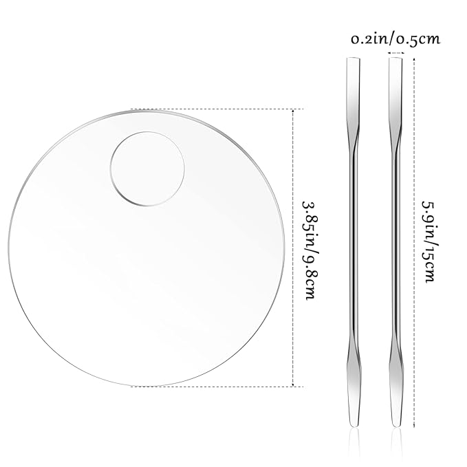 2PCS Acrylic Cosmetic Palette with 2PCS Spatula Tool,Makeup Palette Mixing Tray Apply for Foundation Eye Shadow Lipsticks Nail Art Professional Pigment Blending(Round)