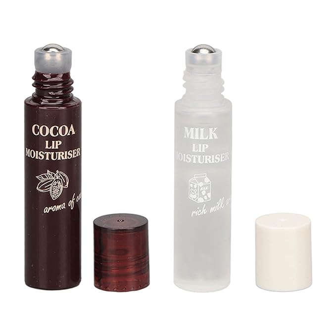2pcs Lip Balm, Cocoa Bean Lip Oil, Milk Lip Oil, Hydrating Nourishing Roll On Lip Gloss Roll On Design Overlay Different Aroma