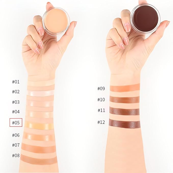 Kaely Cream Pot Concealer Full Coverage Set,Conceal Brighten Dark Circles,under Eye Brightener Color Correcting Concealer,Waterproof Foundation Palette with Brush,corrector de ojeras,Vegan Makeup,05