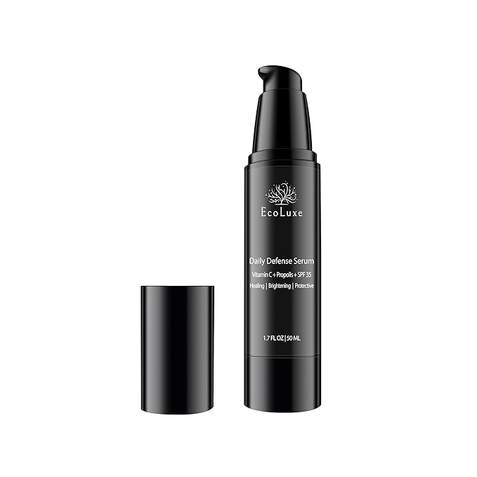 Vitamin C & Propolis Serum with SPF 35 – Daily Defense Brightening & Hydrating Antioxidant Face Serum for Sensitive Skin, Anti-Aging & Sun Protection