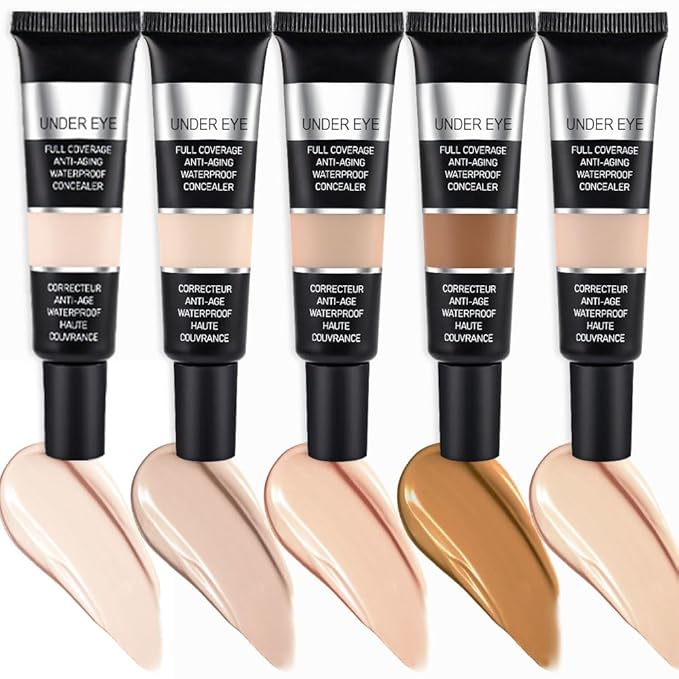 Pro Under Eye Full Coverage Liquid Concealer to Cover Dark Circles, Scars, Redness, Spots, Fine Lines, Corrector Anti-Aging Natural Finish, Moistening Smooth Cream, Waterproof 0.4 fl oz - Medium#