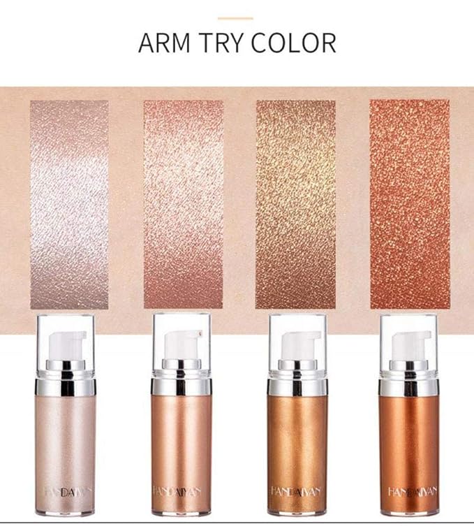 Body Face Luminizer Highlighter Cream Spray Liquid Bronzer Illuminator Glow Glistening Makeup Foundation (#3 Bronze Gold)