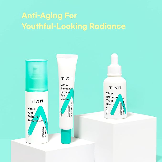 TIAM Vita A Bakuchiol Firming Eye Cream for Wrinkles, Anti-Aging, Dark Circles, and Puffiness, Fragrance-Free Under-Eye Treatment, 1.01 FL.OZ. / 30ml