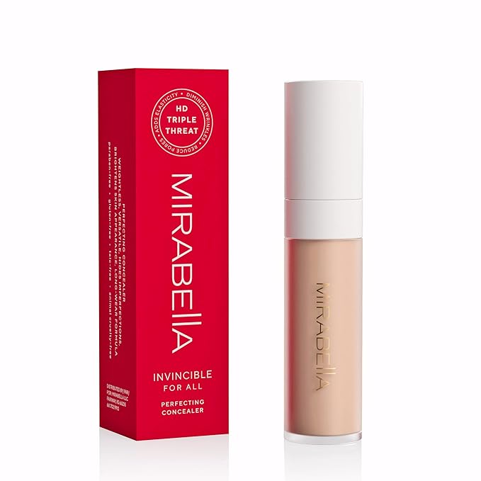 Mirabella Invincible For All Perfecting Under Eye Concealer Full Coverage - Hydrating Makeup Concealer for Dark Circles, Fine Lines & Wrinkles w/Hyaluronic Acid - Medium M130