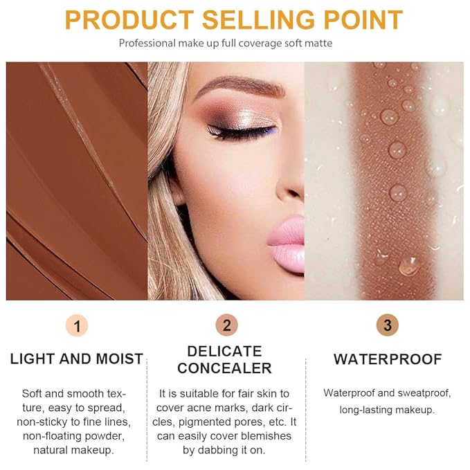 Kaely Pot Concealer Full Coverage Set,under Eye Brightener Concealer for Conceals Dark Circles,Waterproof Foundation Face Makeup Brush Kit,Color Correcting Concealer,Eye Ring corrector de ojeras 07