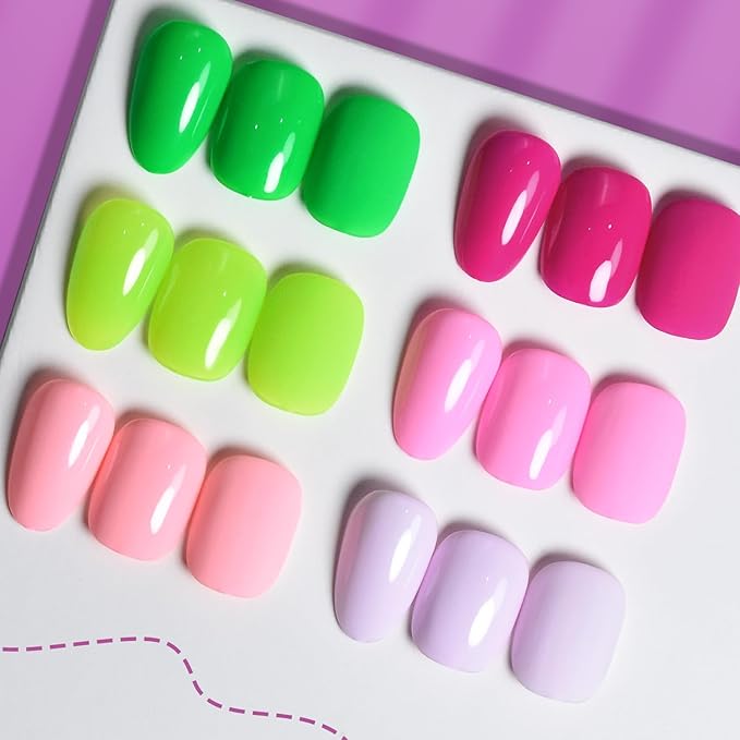 JODSONE 10ml Green Gel Nail Polish Set 6Colors Long Lasting Neutral Green Pale Lacquer Glossy Art for Nail and Salon Need U V Lamp