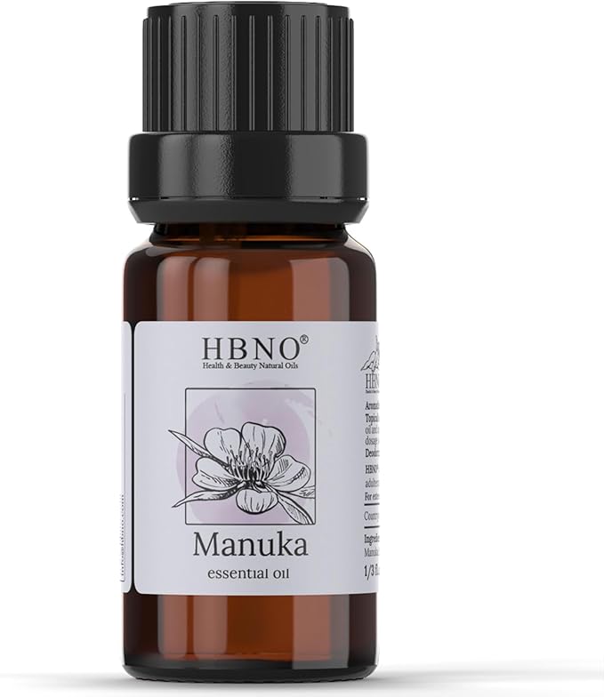 HBNO Manuka Essential Oil - 1/3 oz (10 ml) Travel Size - Natural Manuka Oil - Perfect for Cleaning, Aromatherapy, DIY, Soap and Diffuser