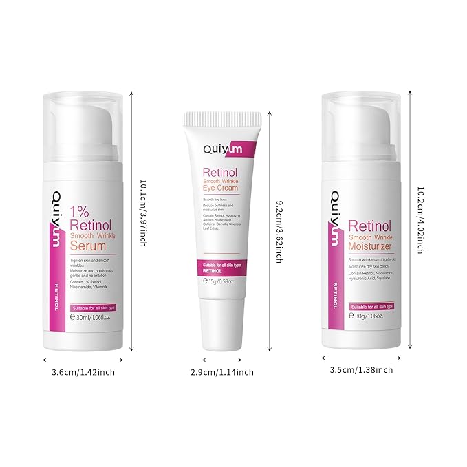 Anti Aging Skin Care Set, 1% Retinol Dark Spot Remover for Face with Face Serum & Moisturizer, Travel Size Skincare Set for Women, Reduce Wrinkles, Firm & Hydrate for All Skin Types