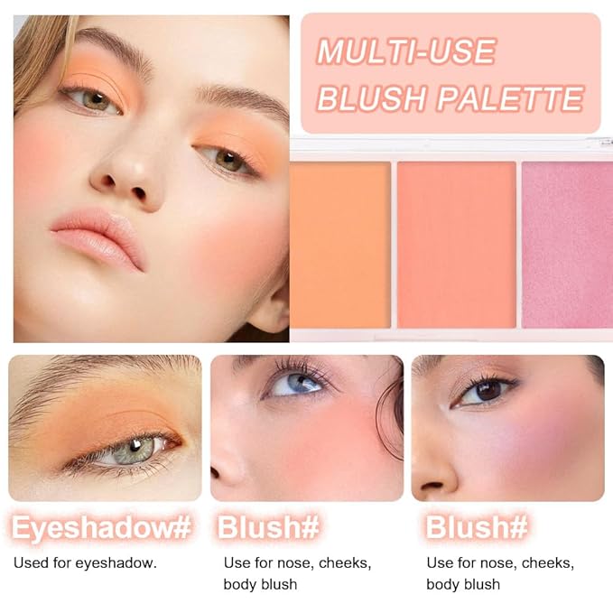 3 IN 1 Brown Nude Face Highlight Bronzer Powder Palette for Face Cheeks Contour Brightening, Buildable Matte Coverage Natural Makeup,Ultra Sculpt Nose Shadow Eyeshadow Primer-Orange