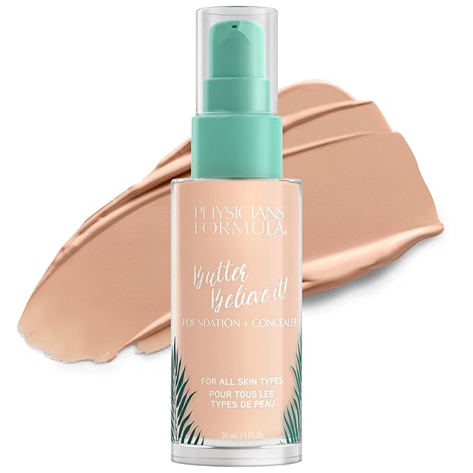 Physicians Formula Setting Powder Palette Multi-Colored Pressed Finishing Powder Translucent & Butter Believe It! Foundation + Concealer Fair-to-Light | Dermatologist Tested