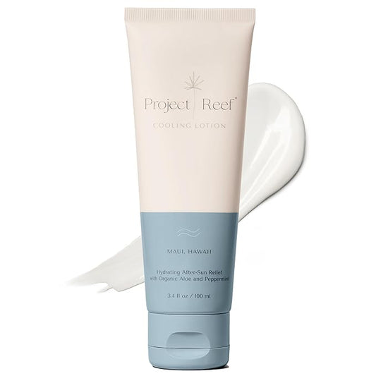 After Sun Cooling Lotion w/Organic Aloe Vera, Peppermint, Shea Butter, Vitamin E - Natural Vegan Sunburn Relief, Aftersun Care