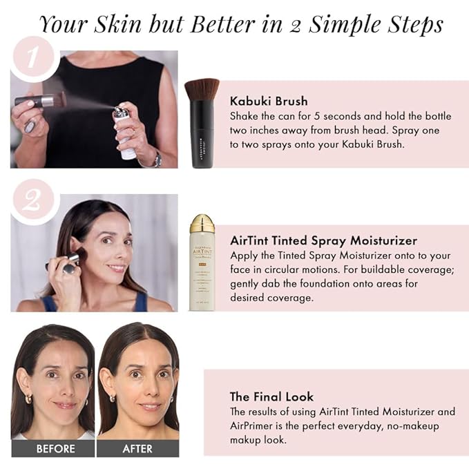 Jerome Alexander MagicMinerals AirTint Tinted Moisturizer AirBrush Spray Light | Tinted Moisturizer Spray with Anti-Aging Ingredients | Cognac |2PC