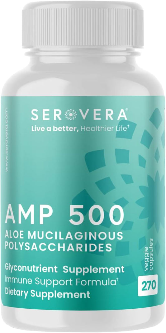 AMP Organic Aloe Glyconutrient Supplement - Support Immune System, Digestive Tract, and Colon Health 270 caps