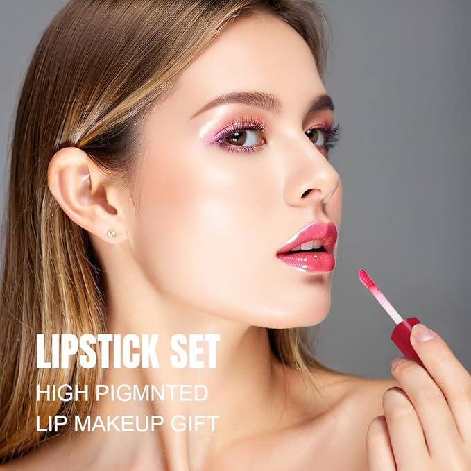 12Pcs Liquid Lipstick Makeup Set, Shades with 4Pcs Metallic Color Lipstick, 4Pcs Hydrating Lip Oil and 4Pcs Longwear Waterproof Matte Lipstick Gift Kit for Women (SET C)