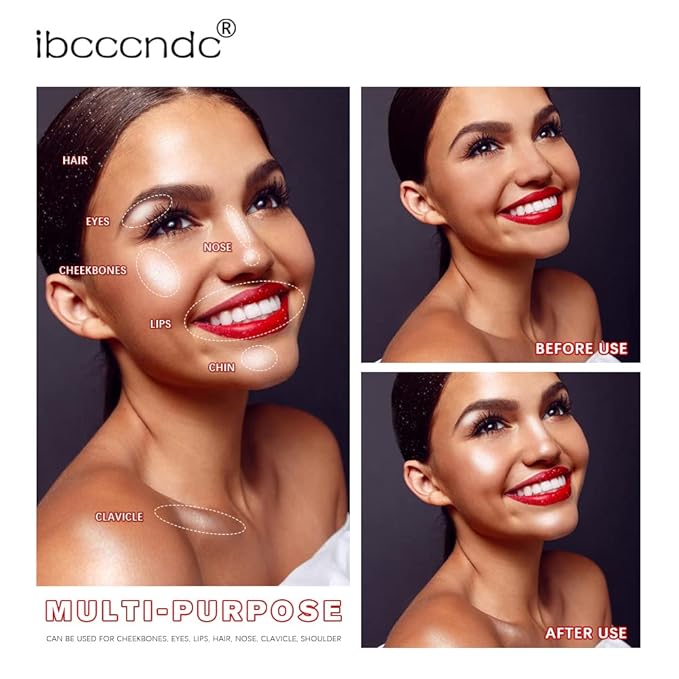 Highlight Polvo De Hadas, Fairy Highlighter Powder, Brightening Whole Body, Natural Three-Dimensional Face Contouring Clavicle Pat Powder, Highlighter Makeup (Gold)