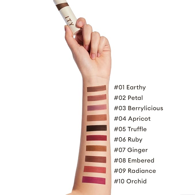 ITY Velvet Matte Finish Lip Stain-Mousse Textured Lip Clay, Red Shade, Conceals Lip Lines, Rich Pigment Lip Tint Lipsticks, 0.14 oz (4g) in Earthy, Ruby.