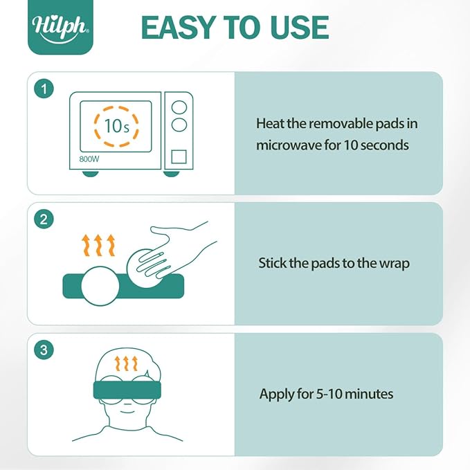 Hilph Microwavable Eye Mask For Dry Eyes & Stye, Adjustable Moist Eye Compress Heat Microwave Heated Eye Mask for Single or Double Eyes for Blepharitis, Mgd, Itchy, Eye Fatigue (Blue)