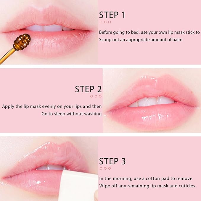 3 PCS Bee Lip Balm Honey Pot, Strawberry & Apple Lime & Coconut Lip Mask Overnight Propolis Moisturizing Lip Balm Hydrating Prevention Dry and Crack Lip Scrubs Exfoliator Lip Wrinkle Care (Set D)