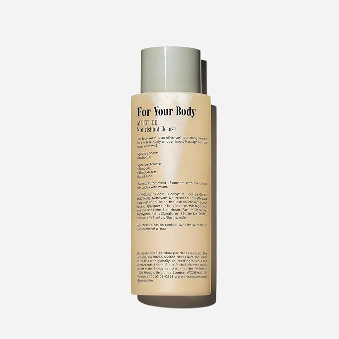 Nécessaire The Body Wash Eucalyptus - Natural Body Wash for Women & Men, Replenishing Shower Gel with Niacinamide, Vitamin C/E + Omega 6/9. Oil-In-Gel Cleanse, 8.4 fl oz.