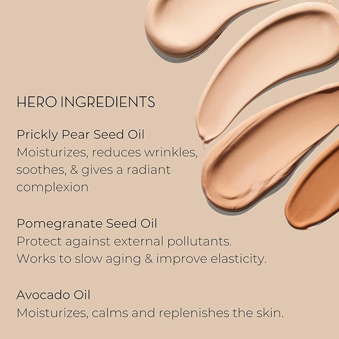 INIKA Organic BB Cream Foundation - Vegan Makeup with Hydrating Prickly Pear, Jojoba, and Pomegranate Seed Oil - Lightweight, Radiant BB Glow for Balanced Skin Tone, Honey 1 fl oz