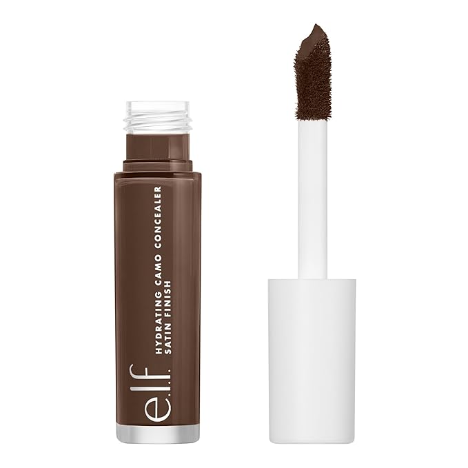 e.l.f. Hydrating Camo Concealer, Lightweight, Full Coverage, Long Lasting, Conceals, Corrects, Covers, Hydrates, Highlights, Rich Ebony, Satin Finish, 25 Shades, All-Day Wear, 0.20 Fl Oz