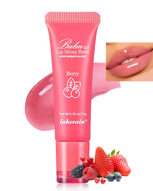 Hydrating Lip Glowy Balm, Ultra-Nourishing Lip Balm for Dry Cracked Lips, Moisturizer Lip Repair Sleeping Lip Mask, Day and Night Lip Care Therapy Treatment, Glossy Smooth Lip Butter Balm-02#Berry